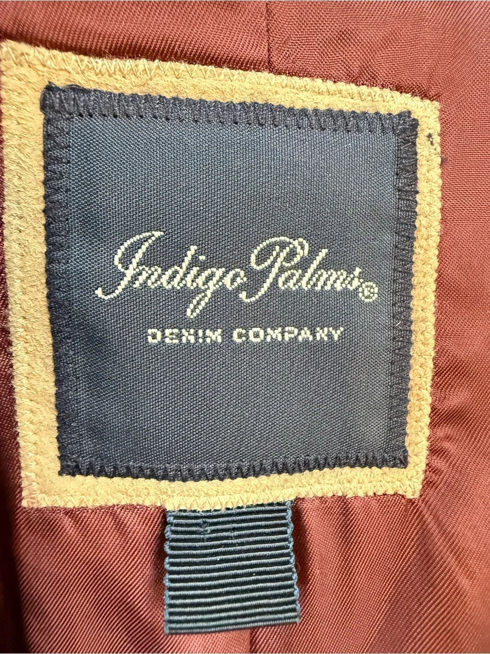 Y2K Vintage Indigo Palms Brown Corduroy Coat with Pink Lining Large